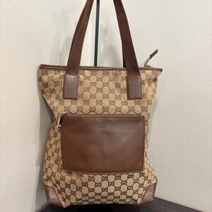 #3222 GUCCI Brown Canvas Large Tote